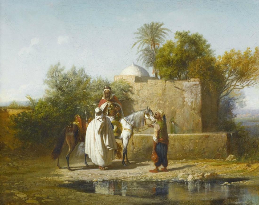 Bedouins dans une oasis (Bedouins at an Oasis), vintage artwork by Alexandre-Gabriel Decamps, A3 (16x12") Poster Print