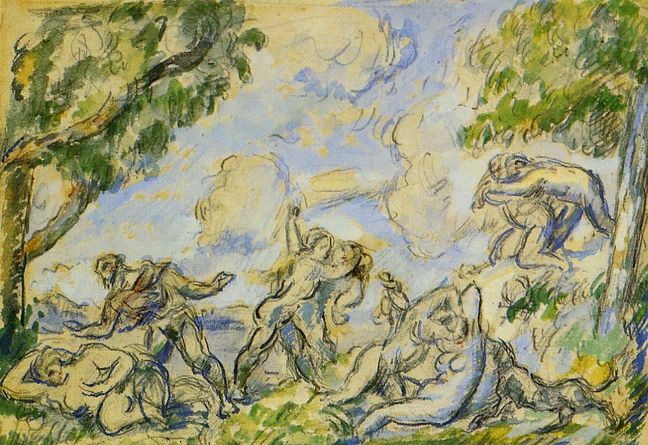 The Battle of Love, vintage artwork by Paul Cezanne, 12x8" (A4) Poster