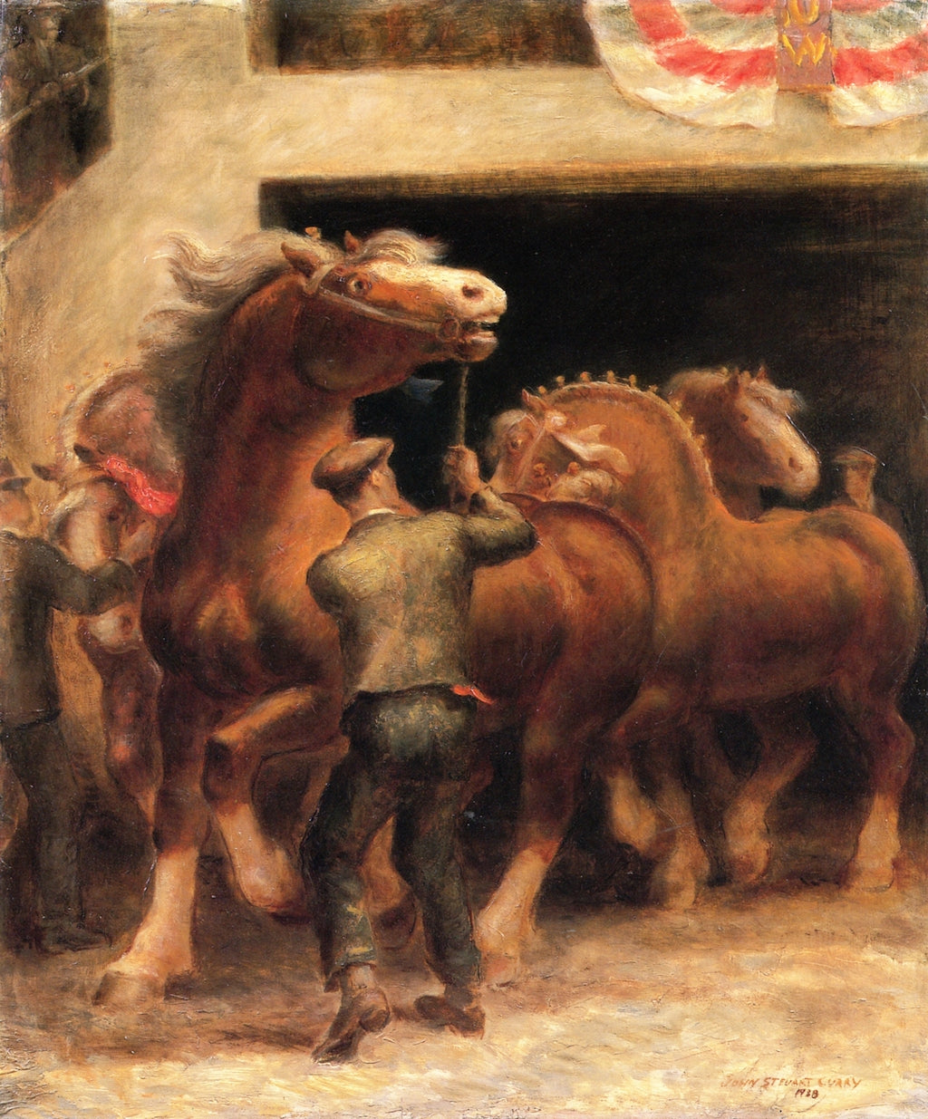 Belgian Stallions by John Steuart Curry,16x12(A3) Poster