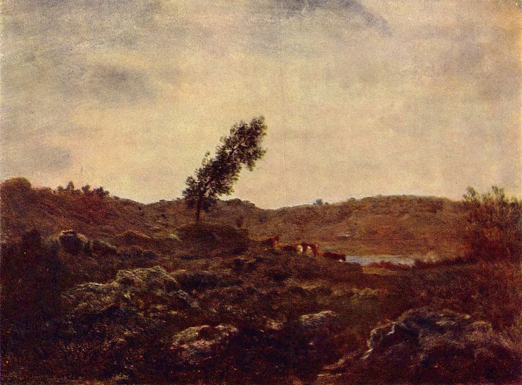 Landscape near Barbizon, vintage artwork by Theodore Rousseau, A3 (16x12") Poster Print
