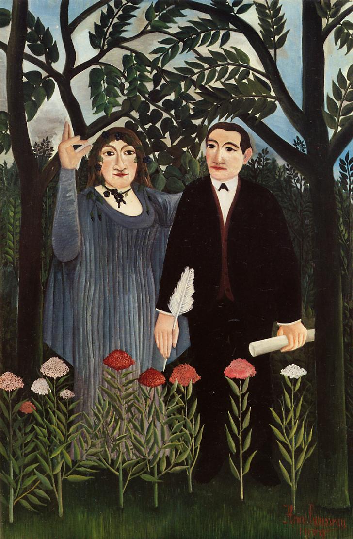 The Muse Inspiring the Poet, vintage artwork by Henri Rousseau, 12x8" (A4) Poster