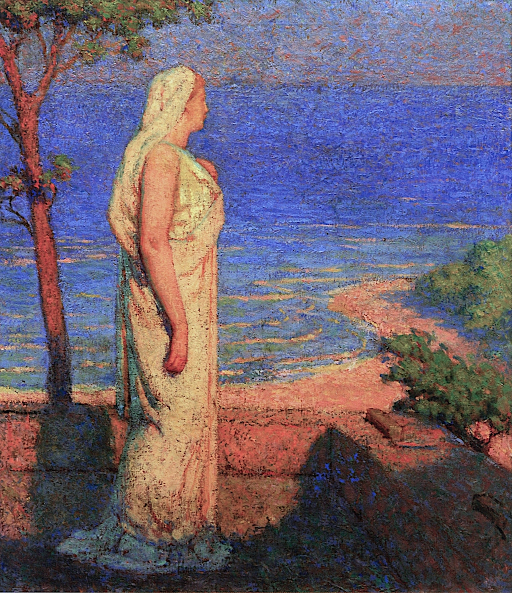 Woman by the Sea, vintage artwork by Milton Bancroft, 12x8" (A4) Poster