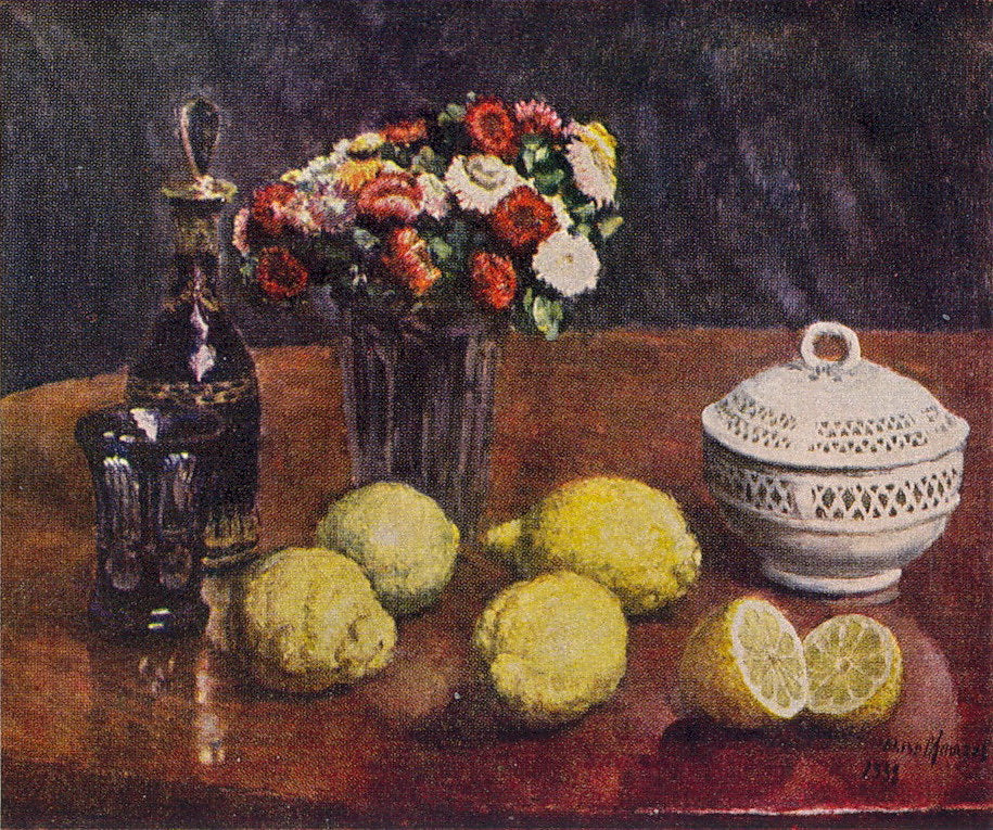 Lemons and Helichrysum, vintage artwork by Ilya Mashkov, 12x8" (A4) Poster