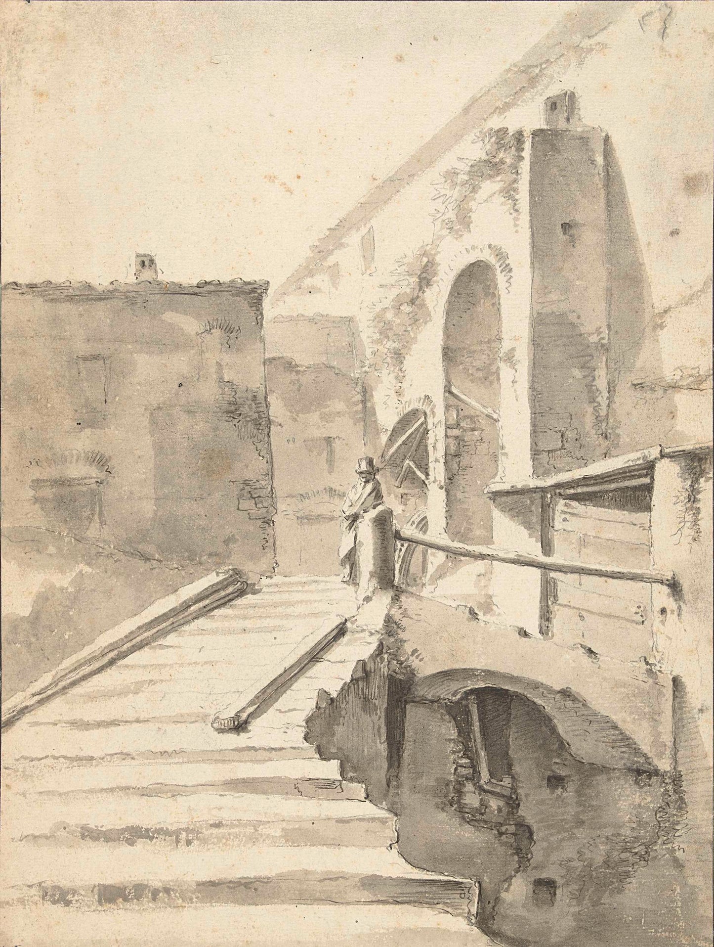 Roman Buildings and Substructure, vintage artwork by Jan Asselijn, 12x8" (A4) Poster