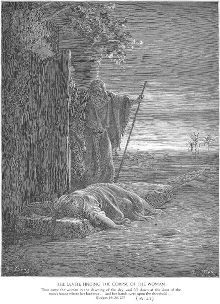 A Levite Finds A Woman's Corpse, vintage artwork by Gustave Dore, 12x8" (A4) Poster