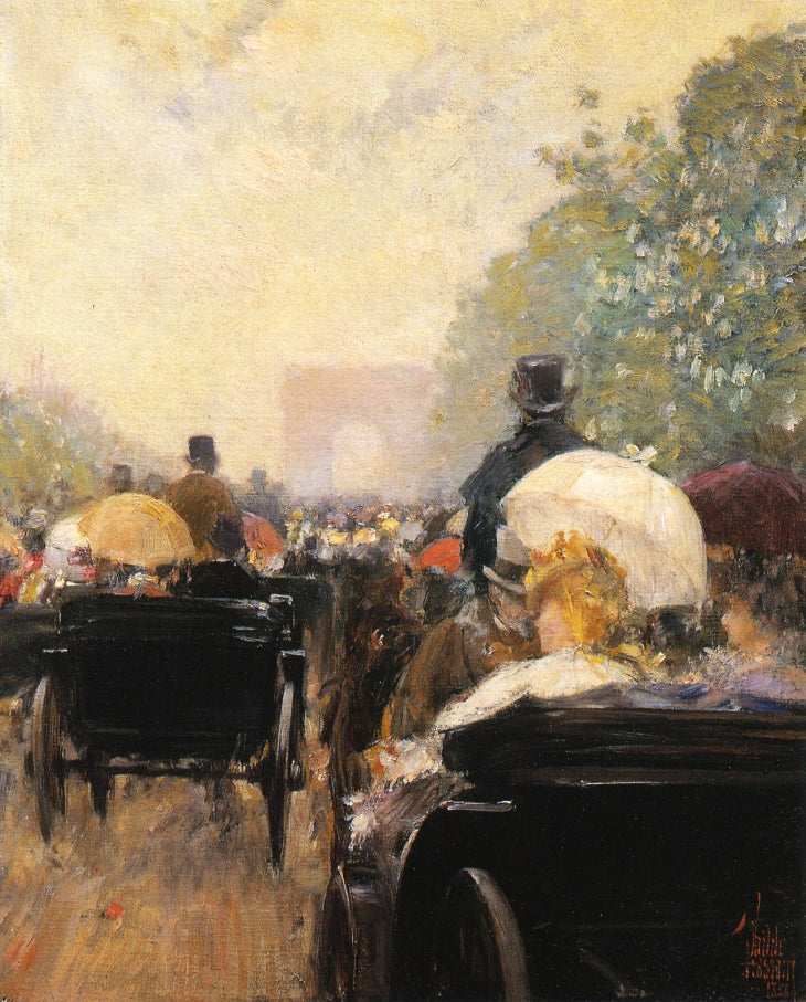 Carriage Parade, vintage artwork by Childe Hassam, 12x8" (A4) Poster