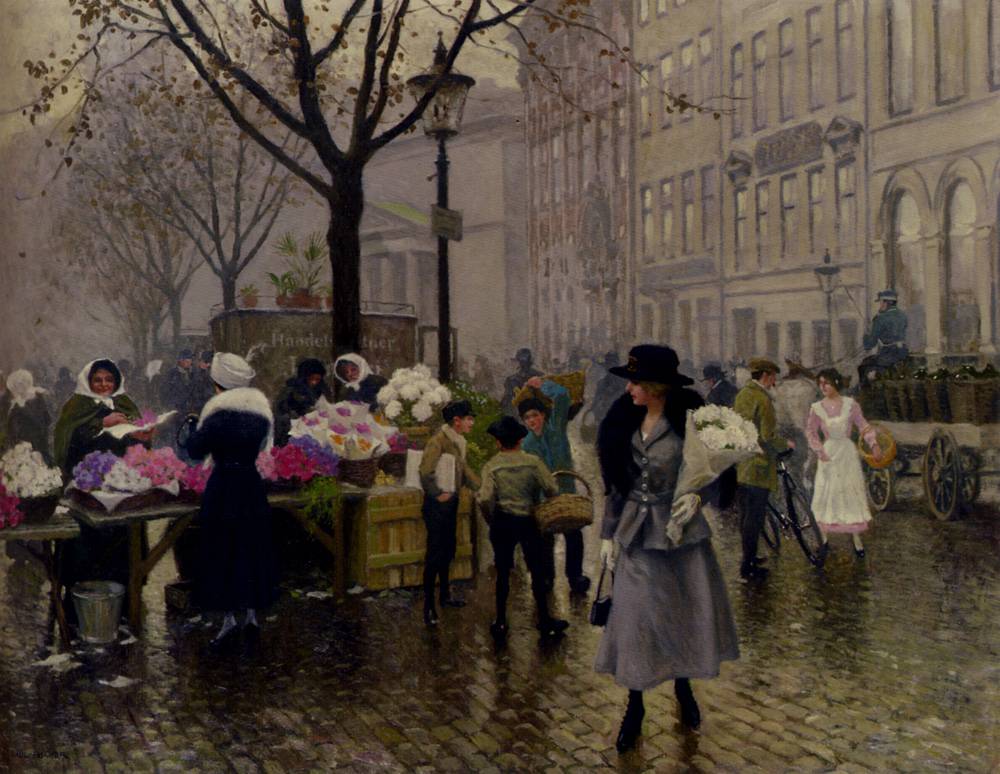 The Flower Market, Copenhagen by Paul-Gustave Fischer,A3(16x12")Poster