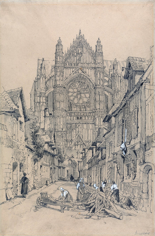 Beauvais Cathedral, vintage artwork by Samuel Prout, 12x8" (A4) Poster
