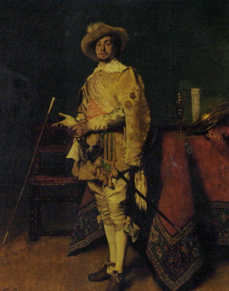 Dashing Cavalier, vintage artwork by Ferdinand Roybet, 12x8" (A4) Poster