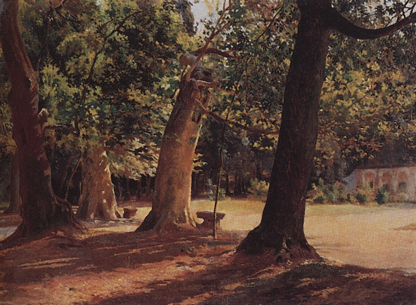 Oak Trees and Sycamores, vintage artwork by Nikolai Nikolaevich Ge, 12x8" (A4) Poster