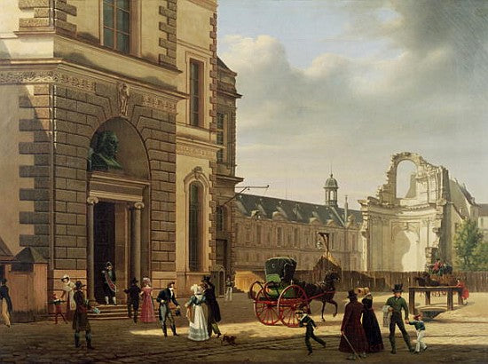 View of the Principal Entrance to the Musee Royal, vintage artwork by Étienne Bouhot, 12x8" (A4) Poster
