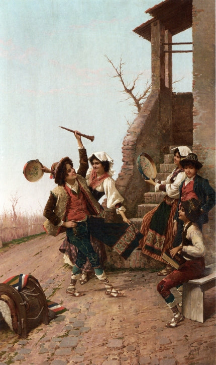 The Rustic Concert, vintage artwork by Filippo Indoni, 12x8" (A4) Poster