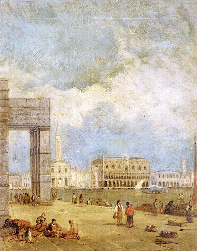 A View across to the Doges' Palace, Campanile, and St. Mark's Square, vintage artwork by Edmund John Niemann, A3 (16x12") Poster Print