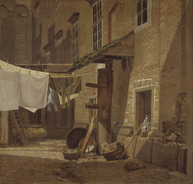 The Rear Courtyard of Charlottenborg Palace, vintage artwork by Frederik Sødring, A3 (16x12") Poster Print