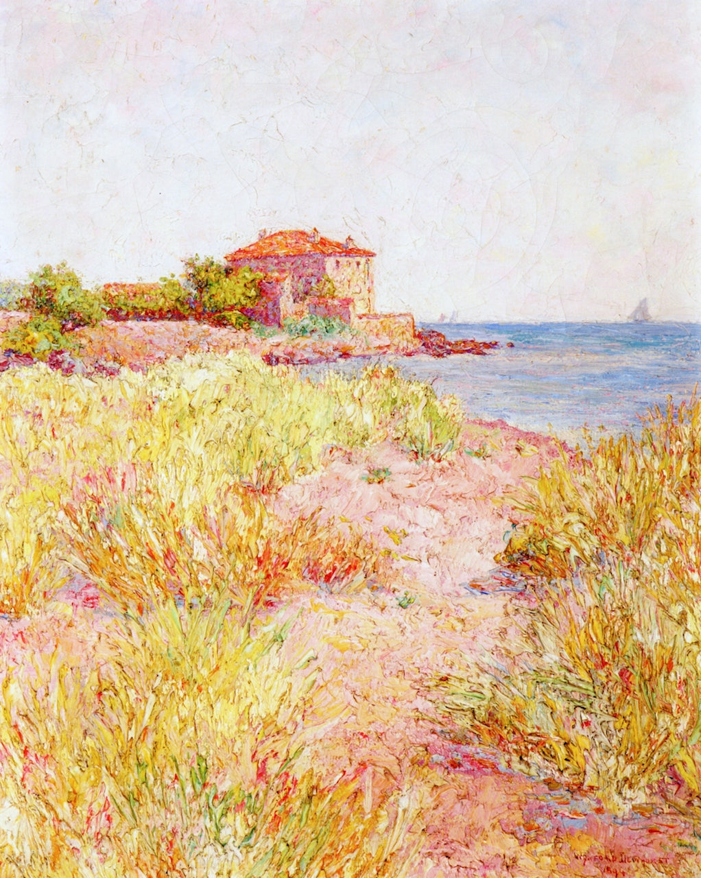 House by the Sea, vintage artwork by Wynford Dewhurst, 12x8" (A4) Poster