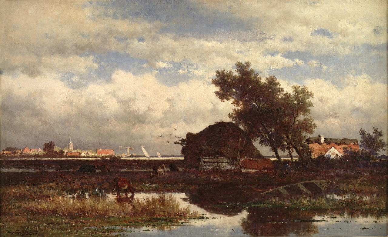 Landscape near Dordrecht, vintage artwork by Willem Roelofs, 12x8" (A4) Poster
