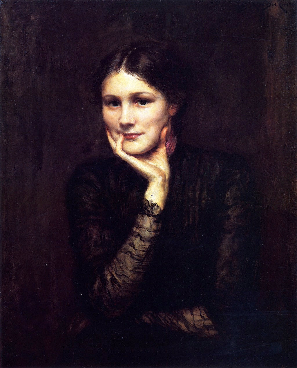 The Authoress, vintage artwork by James Carroll Beckwith, 12x8" (A4) Poster