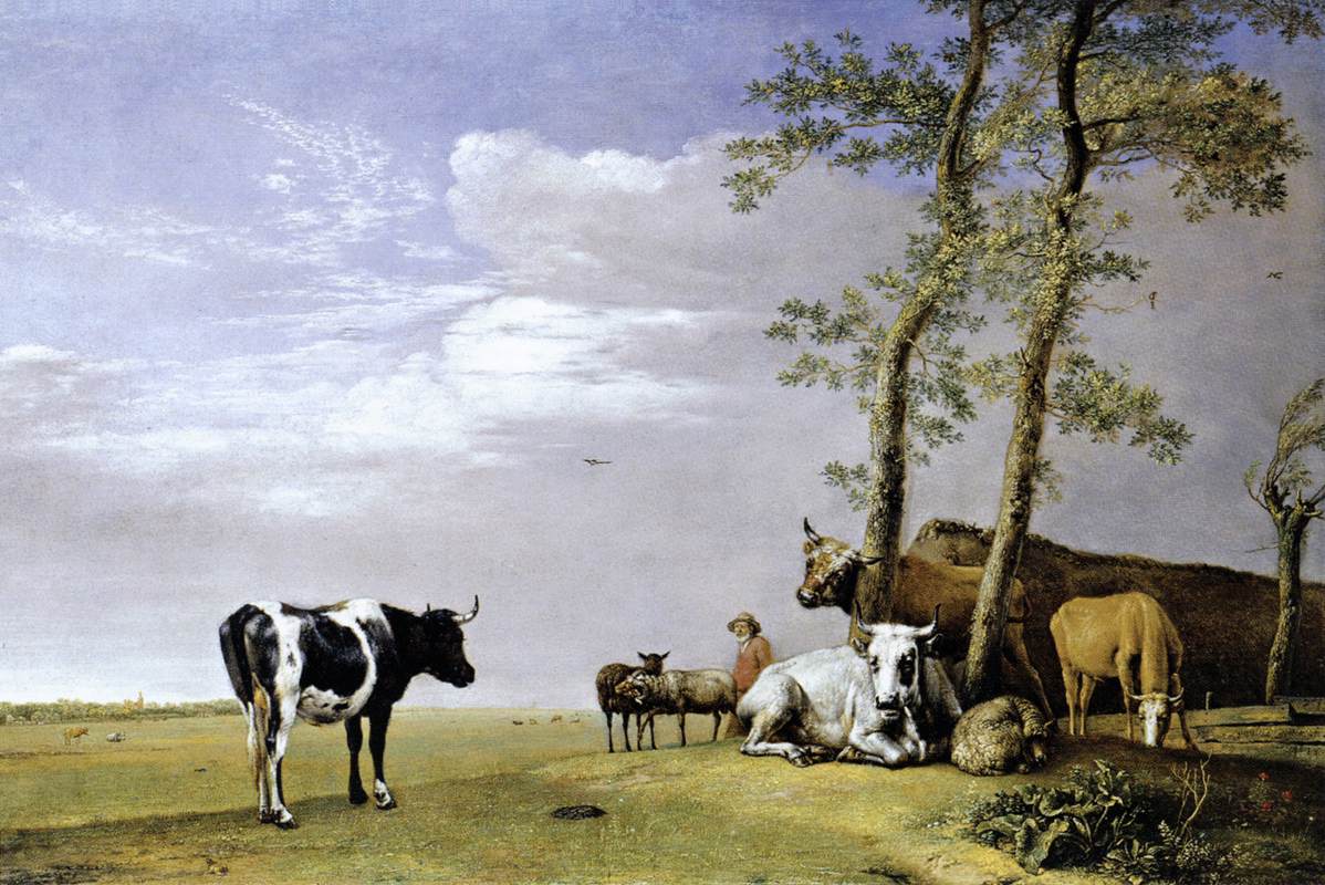 A Husbandman with His Herd, vintage artwork by Paulus Potter, 12x8" (A4) Poster