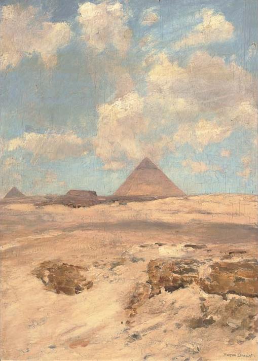 The Pyramids at Giza (Die Pyramiden von Gizeh), vintage artwork by Eugen Felix Prosper Bracht, 12x8" (A4) Poster