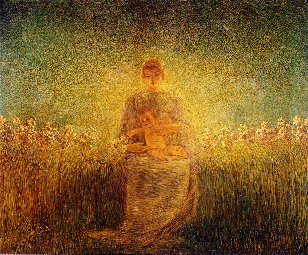 Madonna of the Lilies by Gaetano Previati,A3(16x12")Poster