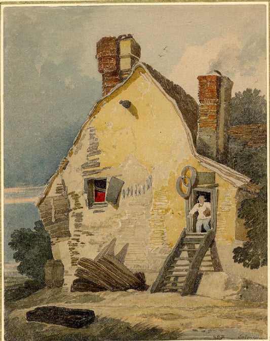 Fisherman's Cottage, Thorpe, vintage artwork by John Sell Cotman, 12x8" (A4) Poster