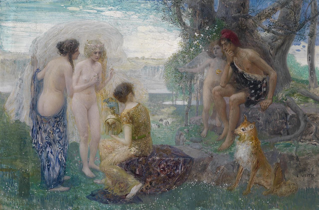 The Judgement of Paris, vintage artwork by Eduard Veith, 12x8" (A4) Poster