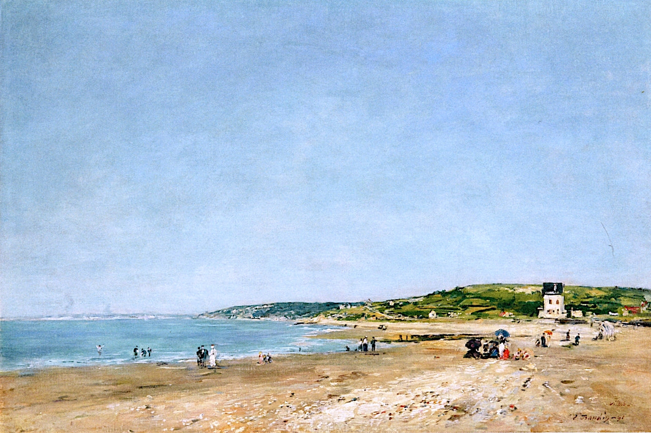 The Beach at Villers, vintage artwork by Eugène-Louis Boudin, 12x8" (A4) Poster