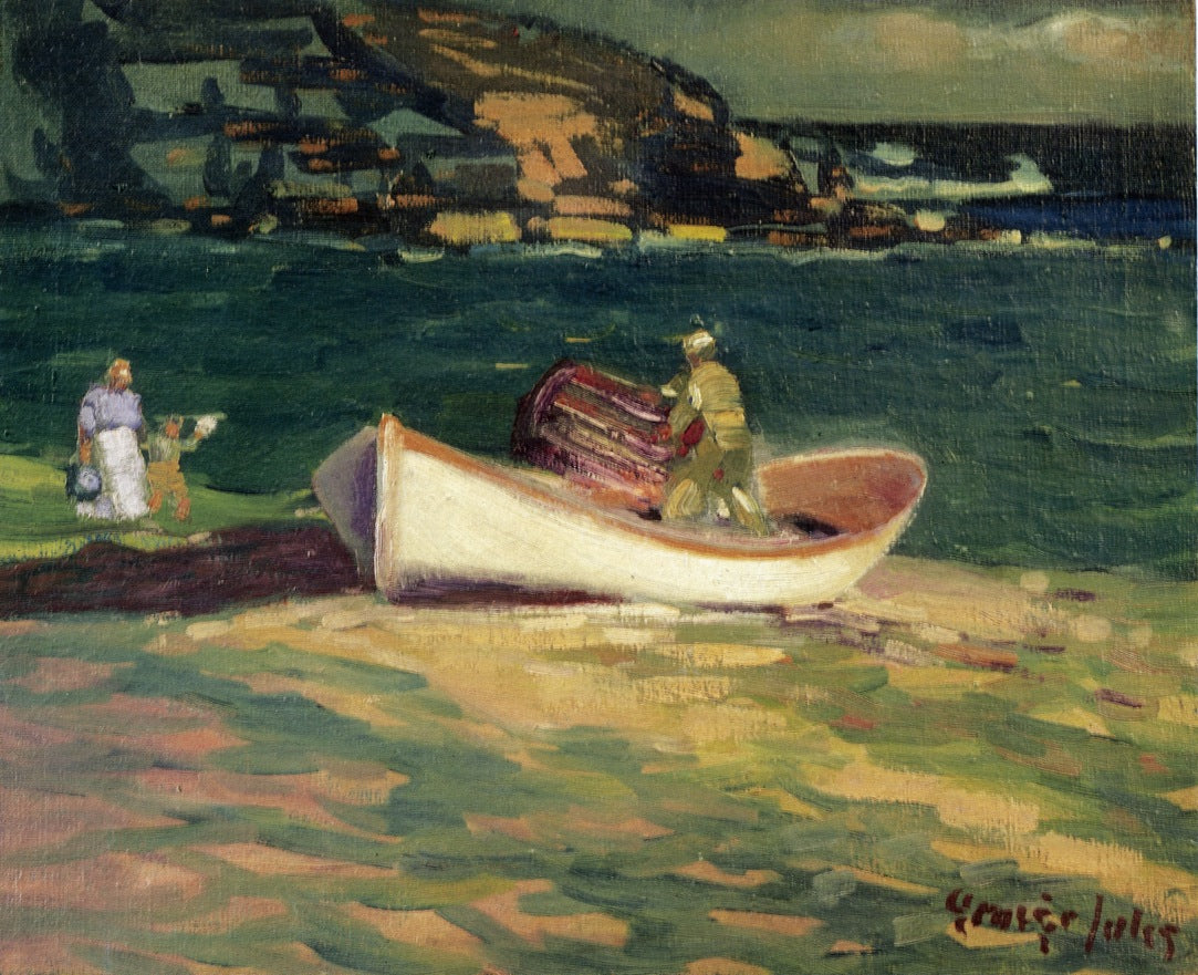 Fisherman, Cape Elizabeth, Maine, vintage artwork by George Luks, 12x8" (A4) Poster