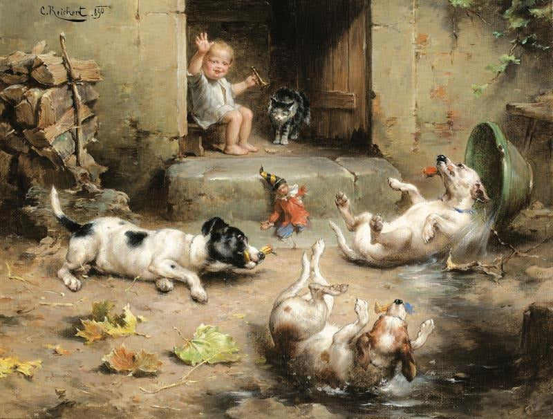 Cooling off, vintage artwork by Carl Reichert, 12x8" (A4) Poster