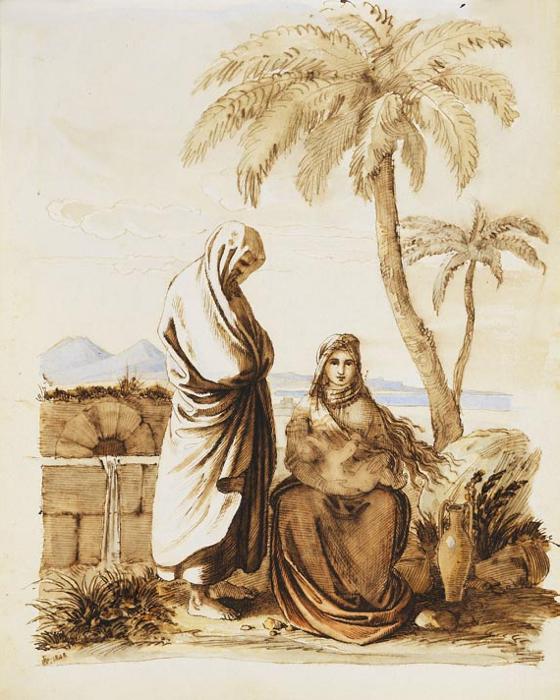 The Rest on the Flight (Ruhe auf der Flucht), vintage artwork by Ludwig Emil Grimm, A3 (16x12") Poster Print