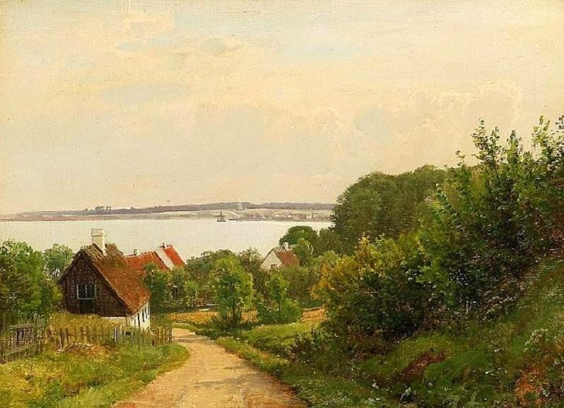 View of a Danish Inlet, vintage artwork by Anders Anderson-Lundby , 12x8" (A4) Poster