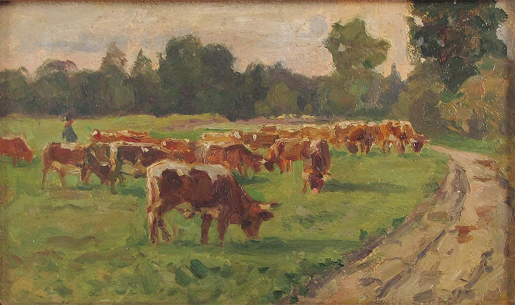 Cowherd with his Flock by Julius Ullmann,A3(16x12")Poster