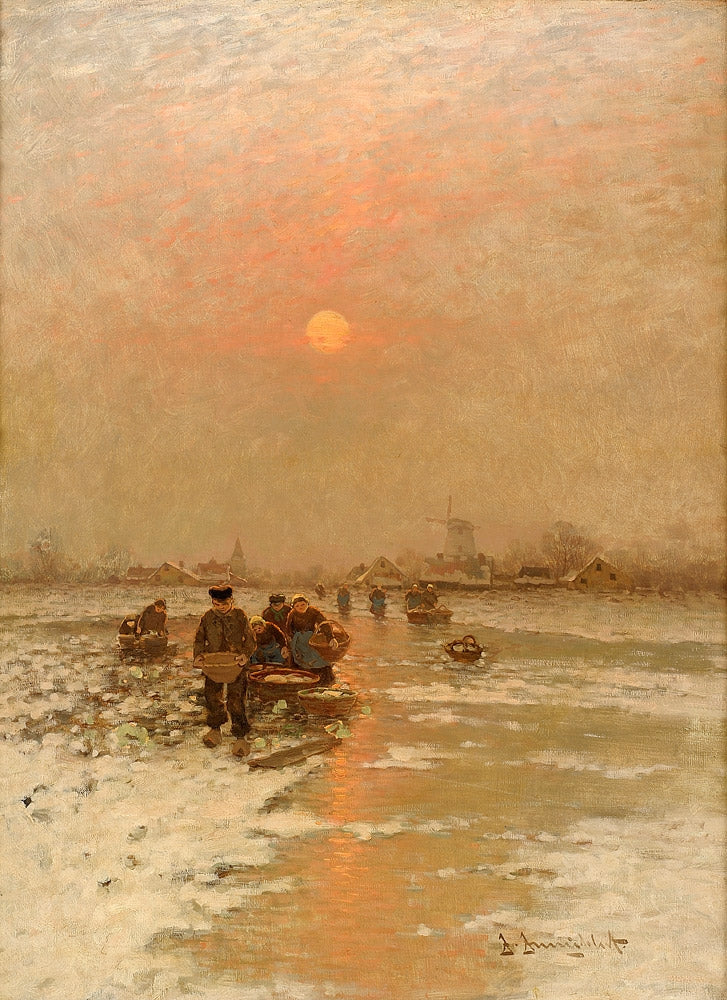 Winter Scene with Fishermen by Johann Jungblut,A3(16x12")Poster