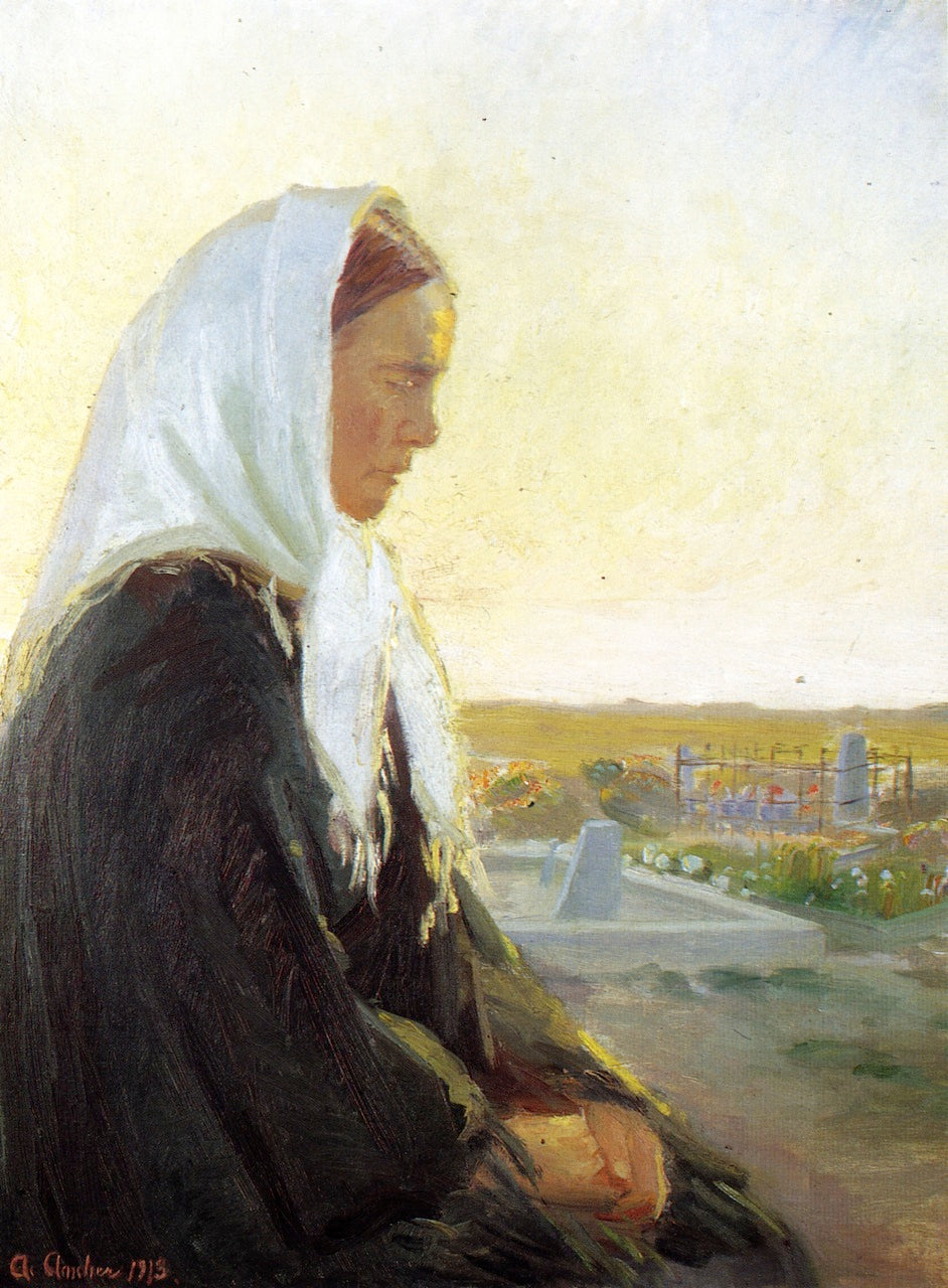 At the Grave by Anna Ancher,A3(16x12")Poster