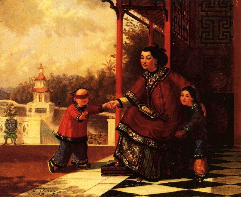 Chinese Family, vintage artwork by Enoch Wood Perry, 12x8" (A4) Poster