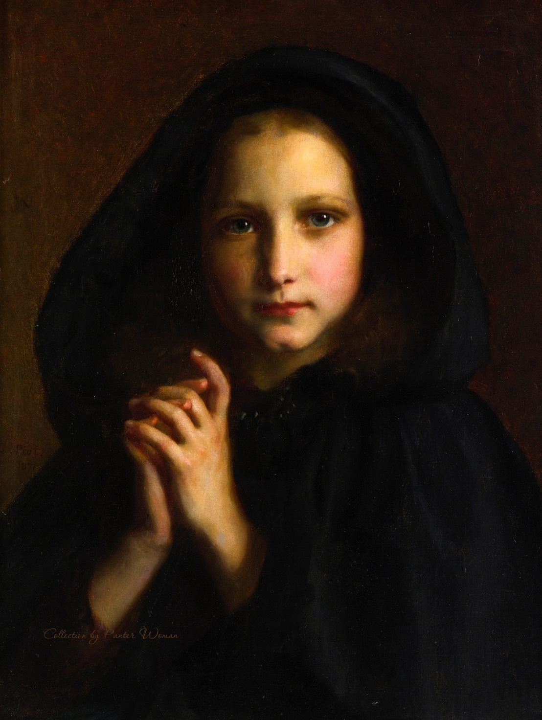 Girl with a Mantle, vintage artwork by Étienne-Adolphe Piot, 12x8" (A4) Poster
