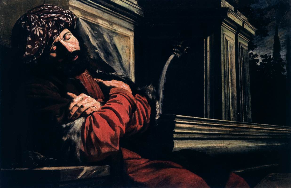 Allegory of the Phlegmatic Temperament, vintage artwork by Pier Francesco Mola, 12x8" (A4) Poster