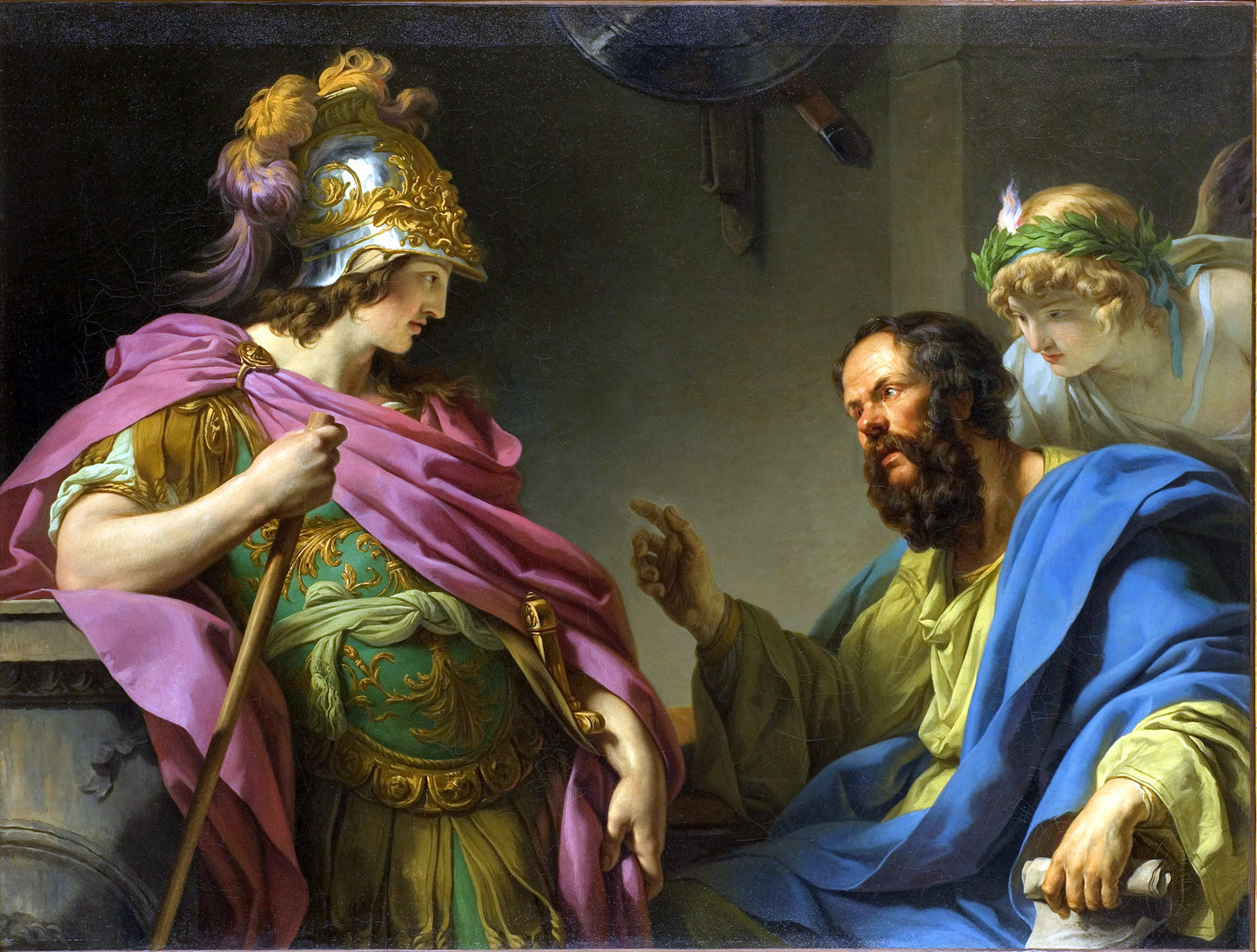 Alcibiade Being Taught by Socrate, vintage artwork by François-Andre Vincent, 12x8" (A4) Poster