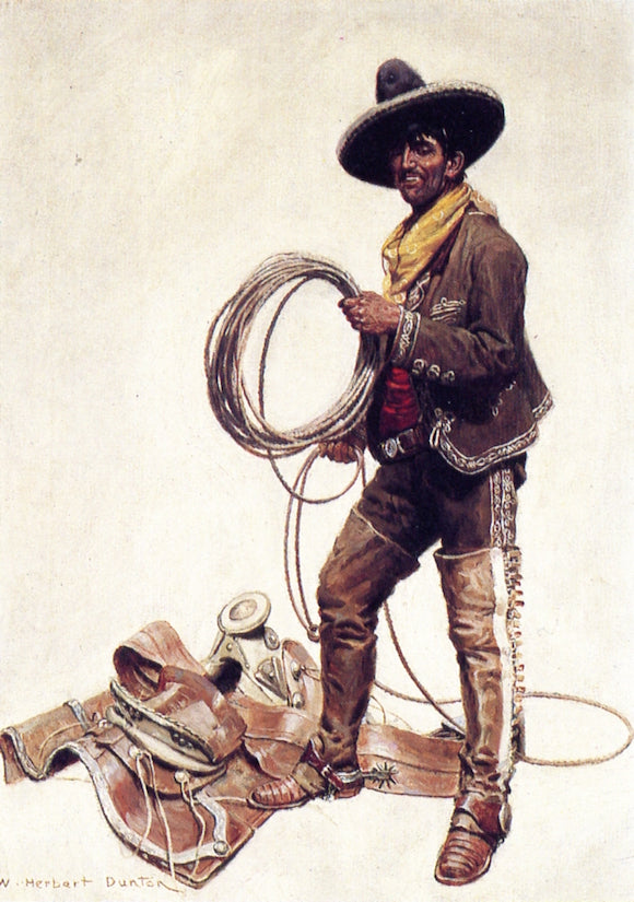 Mexican Cowboy, vintage artwork by William Herbert Dunton, 12x8" (A4) Poster