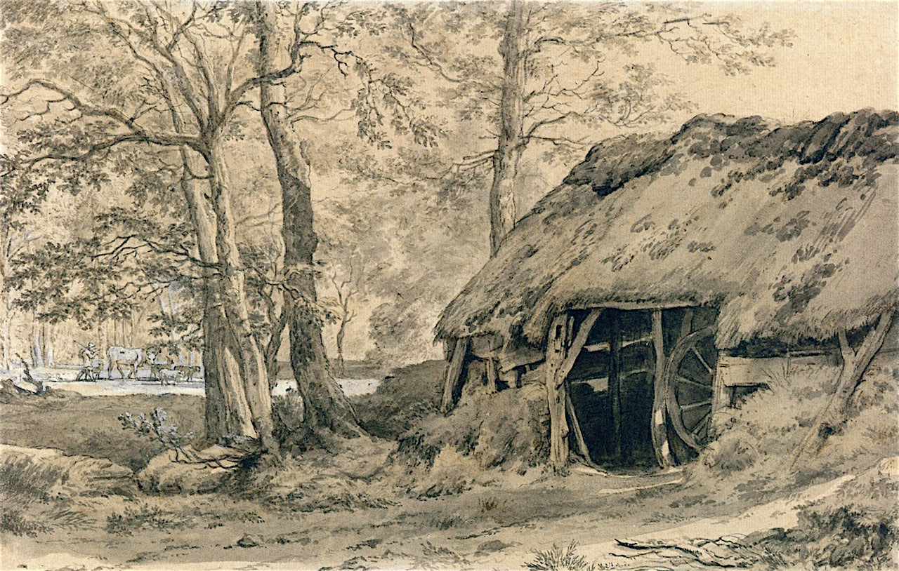 A Hut in the Woods, vintage artwork by Adriaen van de Velde, 12x8" (A4) Poster