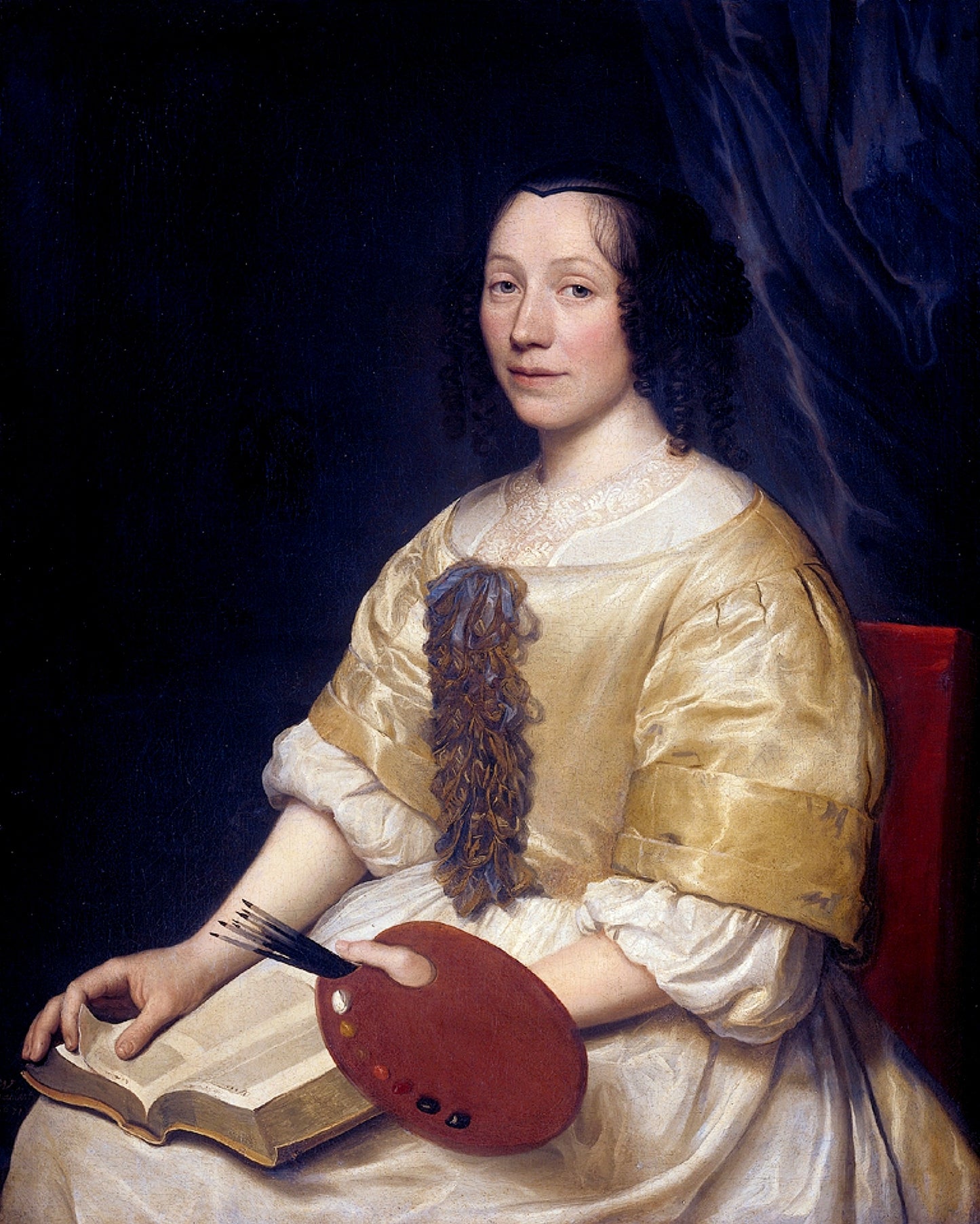 Portrait of Maria van Oosterwijck (1630-1693), vintage artwork by Wallerant Vaillant, 12x8" (A4) Poster