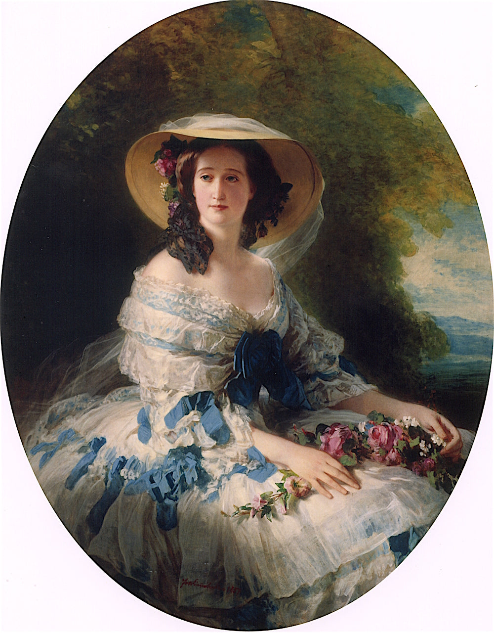 Empress Eugenie in a Straw Hat, vintage artwork by Franz Xavier Winterhalter, A3 (16x12") Poster Print