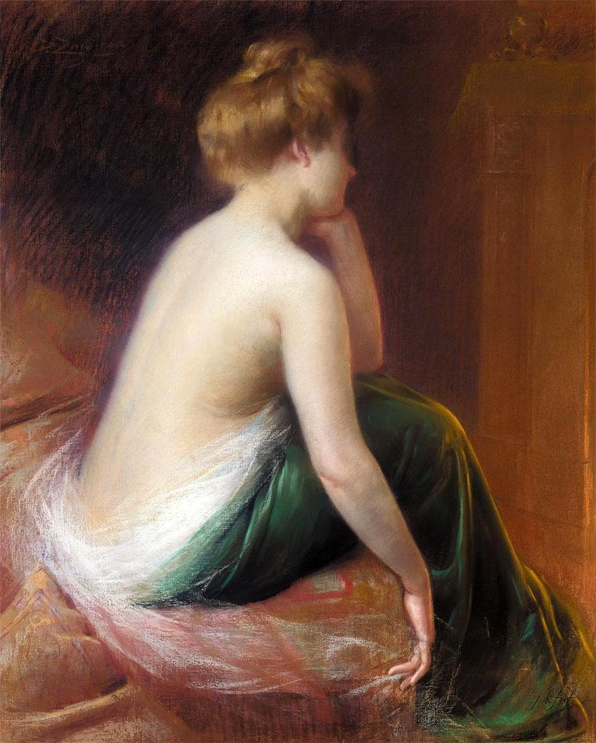 Femme Assise Au Lit by Delphin Enjolras,A3(16x12")Poster