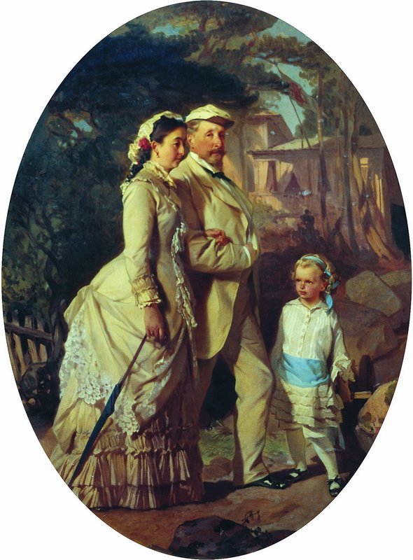 Portrait of the Cheremisinov Family, vintage artwork by Ivan Makarov, 12x8" (A4) Poster