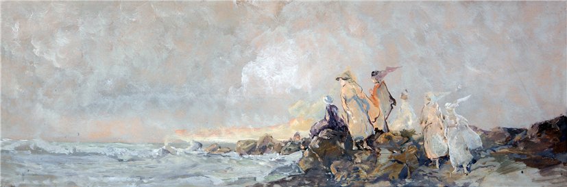 English Girls on the Rocks by Pompeo Mariani,A3(16x12")Poster