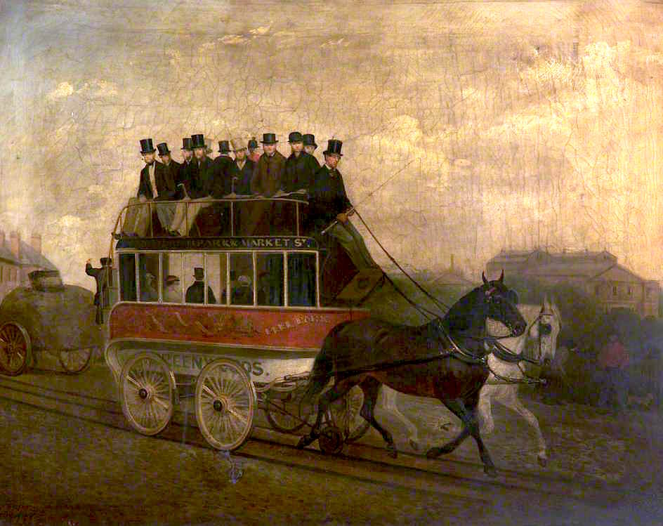 The Old Salford Five-Wheeled Omnibus, vintage artwork by Henry Calvert, A3 (16x12") Poster Print