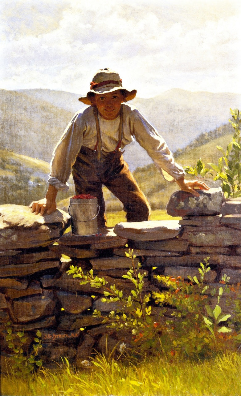 The Berry Boy, vintage artwork by John George Brown, 12x8" (A4) Poster