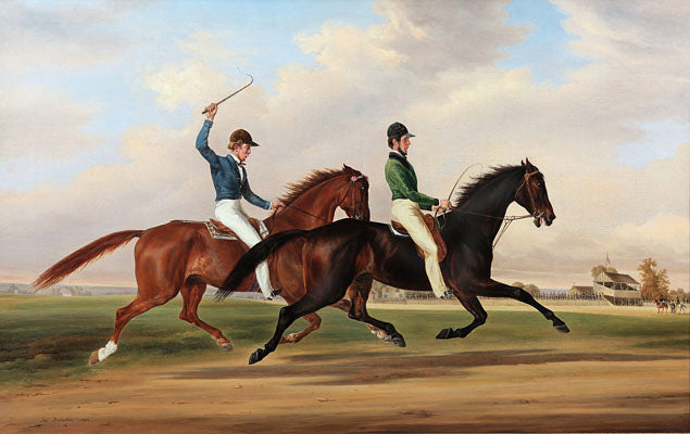 The Race between Mac and Zachary Taylor at Huntington Park Course, Philadelphia, July 18, 1849, vintage artwork by Henri Delattre, A3 (16x12") Poster Print