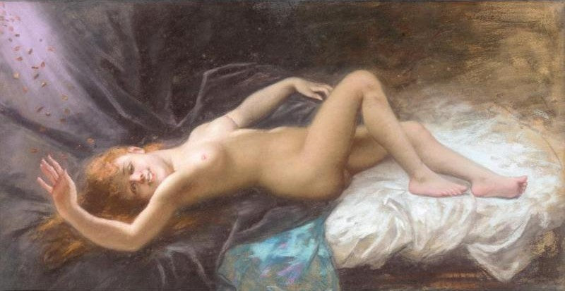 Reclining nude, vintage artwork by Władysław Bakalowicz, 12x8" (A4) Poster