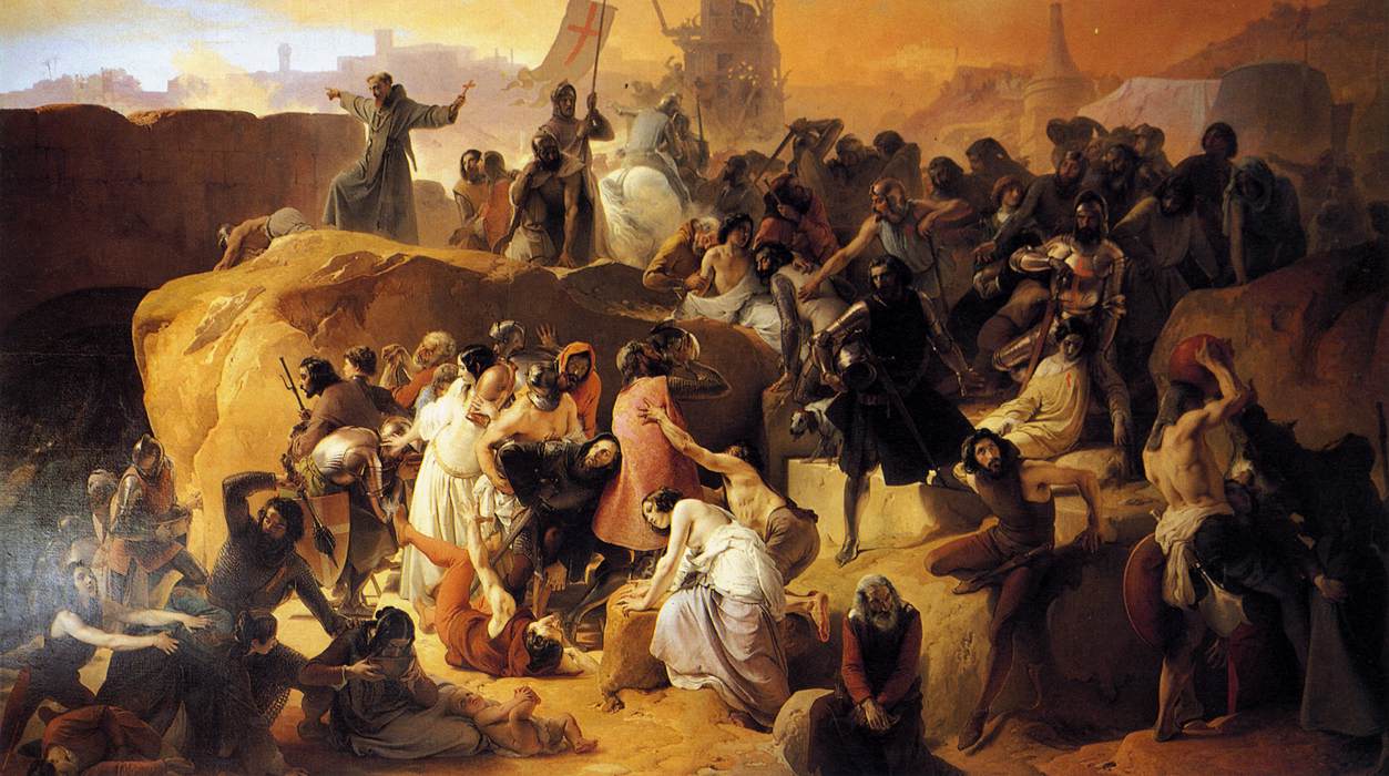 Crusaders near Jerusalem, vintage artwork by Francesco Paolo Hayez, A3 (16x12") Poster Print